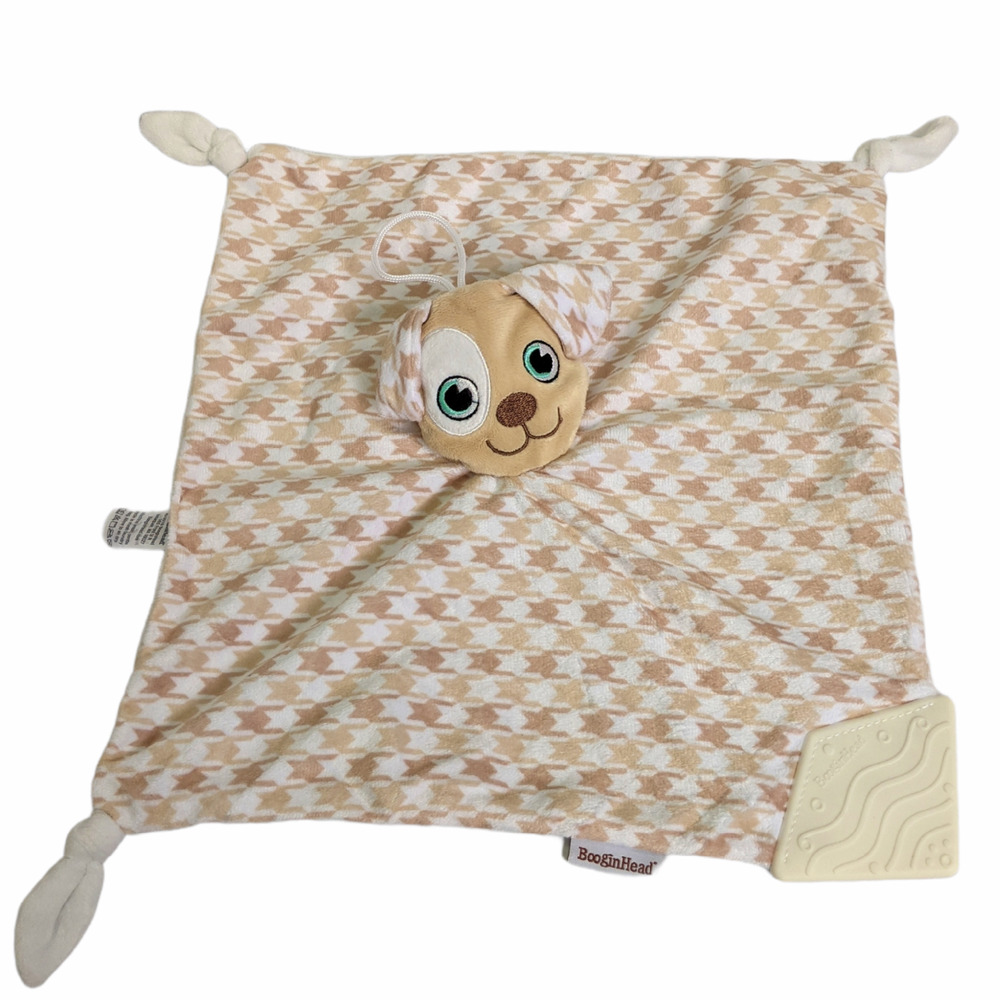 Booginhead Pacipal Puppy Dog White Tan Baby Lovey Security Blanket Teether